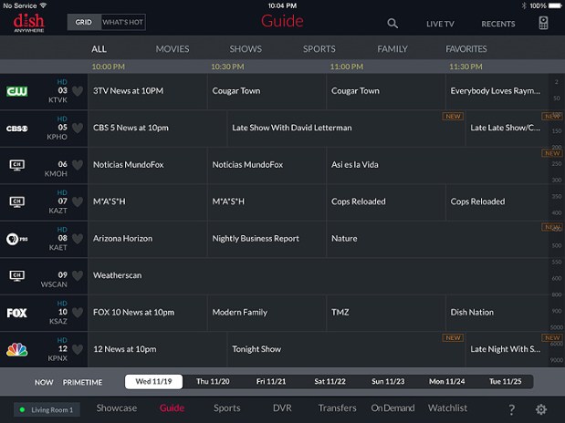DISH Anywhere - Guide screen
